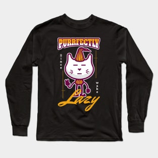 cute cat lazy purrfectly lazy Long Sleeve T-Shirt